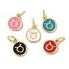 Real 18K Gold Plated Brass Enamel Charms KK-L216-001G-D-1