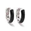 Black Enamel Hinged Hoop Earrings EJEW-C030-09P-1