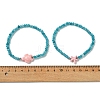 2Pcs 2 Styles Synthetic Turquoise & Dyed Natural Malaysia Jade Rondelle Beads Beads Stretch Bracelets for Women BJEW-JB13599-03-2