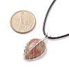 Natural Unakite Leaf Cage Pendant Necklace with Waxed Cords NJEW-TA00035-03-7