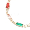 Brass Glass Rectangle Link Chain Bracelet Making AJEW-JB01399-4