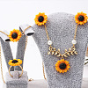 Sunflower Iron Resin Pendant Necklaces & Link Bracelets & Stud Earrings & Finger Ring Sets WGABE86-03-3