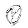 Criss Cross Rhodium Plated 925 Sterling Silver Adjustable Rings FS-WG76C09-01-5