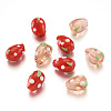 Craftdady 100Pcs 2 Colors Handmade Lampwork 3D Strawberry Beads LAMP-CD0001-14-2