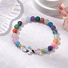 Synthetic Moonstone & Frosted Natural Weathered Agate Beads Stretch Bracelets for Women BJEW-JB11333-05-1