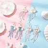 3 Pairs 304 Stainless Steel Gemstone & Glass Seed Beaded Jellyfish Dangle Earrings EJEW-MZ00529-1