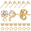 Beebeecraft 60Pcs Diamond Shape Brass Cubic Zirconia Stud Earring Findings KK-BBC0012-64-1