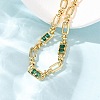 Oval & Paperclip Brass Micro Pave Cubic Zirconia Link Chain Bracelets for Women BJEW-D458-01G-05-5