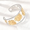 29MM Two Tone 304 Stainless Steel Hollow Flower Cuff Bangles for Women SA-CBAB767-25GP-3