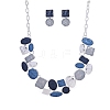 Flat Round & Oval & Square Zinc Alloy Enamel Pendant Necklaces & Stud Earrings Sets WG42338-12-2