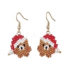304 Stainless Steel Glass Christmas Theme Dangle Earrings EJEW-MZ00527-05-3