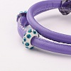 Glass Beads Double Wrap PU Leather Bracelets BJEW-PJB835-3-4