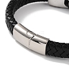 Men's Braided Black PU Leather Cord Bracelets BJEW-K243-13AS-3