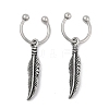 Feather 316 Surgical Stainless Steel Dangle Half Hoop Earrings for Women EJEW-G416-46AS-4