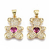 Brass Micro Pave Clear Cubic Zirconia Pendants ZIRC-S067-213-NF-1