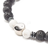 Natural Howlite & Lava Rock Round Beaded Bracelets Set with Yin Yang BJEW-JB07644-01-4