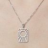 201 Stainless Steel Hollow Sun Pendant Necklace NJEW-OY001-81-1