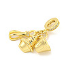 Rack Plating Brass Micro Pave Cubic Zirconia European Dangle Charms KK-P270-02H-G-2