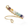 Natural Mixed Gemstone Braided Beaded Chakra Open Cuff Ring X-RJEW-JR00548-5