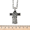 Religion 201 Stainless Steel Enamel Black Virgin Mary Cross Pendant Necklaces NJEW-C104-02A-3