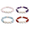 Natural Mixed Gemstone & Pearl Beaded Stretch Bracelet for Women BJEW-JB09384-1