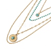 Synthetic Turquoise Sun Pendant Multi Layered Necklace with Plastic Beaded NJEW-P269-18A-G-2