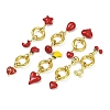 Brass Enamel Spring Gate Rings KK-M322-08G-1