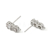Brass Micro Pave Clear Cubic Zirconia Stud Earring Findings KK-C107-06P-2