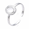 Non-Tarnish 304 Stainless Steel Open Cuff Finger Ring Cabochon Settings LS-STAS-T060-11P-3