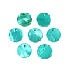 Spray Painted Natural Freshwater Shell Flat Round Charms SHEL-N036-09-1