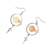Natural Yellow Hematoid Quartz & Alloy Pendant Dangle Earrings EJEW-TA00818-02-4