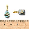 Natural Abalone Shell/Paua Shell Micro Pave Cubic Zirconia Pendants PALLOY-JF06002-3