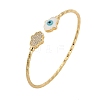 Brass Micro Pave Clear Cubic Zirconia Cuff Bangles for Women BJEW-B145-08G-02-1