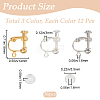 SOFPLATE 36Pcs 3 Colors Brass Screw On Clip-on Earring Findings KK-SP0001-17-2