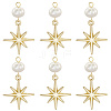 6Pcs Brass & Natural Pearl Star Pendants KK-BBC0019-33-1