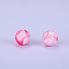 Printed Round with Flower Pattern Silicone Focal Beads SI-JX0056A-171-1
