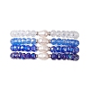 4Pcs Glass & Natural Cultured Freshwater Pearl Beads Stretch Bracelets for Women BJEW-JB13520-3