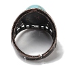 Synthetic Turquoise Oval Adjustable Rings RJEW-K271-06R-24-4