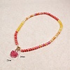 Handmade Lampwork Flower Pendant Rainbow Rondelle Glass Beaded Necklaces with Brass Spring Ring Clasps WG57EF6-02-1