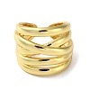 Rack Plating Brass Criss Cross Open Cuff Rings RJEW-K249-07G-2