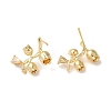 Brass with Clear Cubic Zirconia Stud Earring Findings KK-G499-03G-2