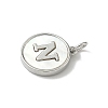 Brass Pave Natural Shell Flat Round with Letter Charms KK-Z115-13P-N-2