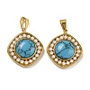 Ion Plating(IP) 304 Stainless Steel Pave Synthetic Turquoise Pendants STAS-U024-16G-04-1