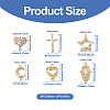 12Pcs 6 Styles Brass Micro Pave Clear Cubic Zirconia Connector Charms KK-TA0001-14-13