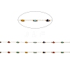 Rondelle Glass Beaded Link Chains CHS-G028-03G-11-2