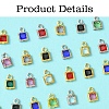 30Pcs 15 Colors Square Rack Plating Brass Glass Charms KK-FS0001-40-3