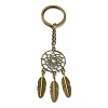 Woven Net/Web with Feather Pendant Alloy Keychain KEYC-WH0004-74AB-1