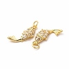 Rack Plating Brass Micro Pave Cubic Zirconia Fish Pendants KK-H436-09G-2