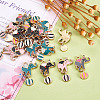 32Pcs 4 Colors Zinc Alloy Enamel Pendants ENAM-TA0001-25-5
