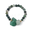Natural Moss Agate Beaded Rings RJEW-TA00191-02-2